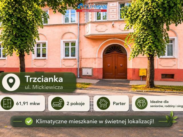 Mieszkanie na sprzedaż 2 pokoje Trzcianka, 62 m2, parter