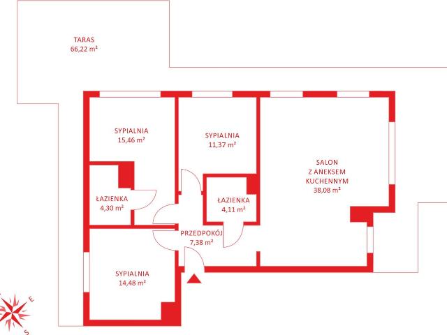 Mieszkanie na sprzedaż 4 pokoje Gdańsk Brzeźno, 95,88 m2, 4 piętro