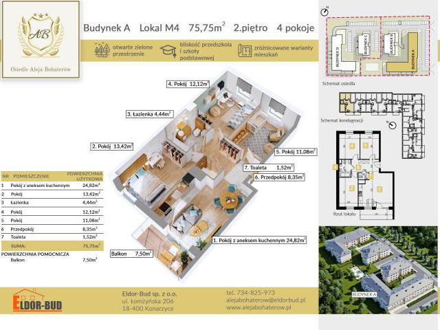 Mieszkanie, Ostrów Mazowiecka, płk. Dyplomowanego Ludwika Bociańskiego, 75.75 m², sprzedam mieszkanie