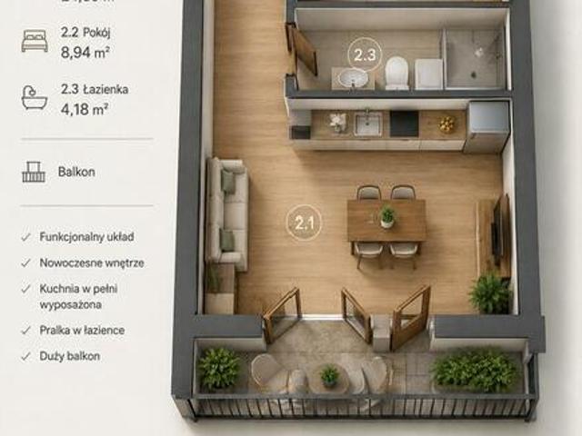 2 POKOJE + OGRÓDEK + PARKING + KLIMA | Cieszyn | 39 m²