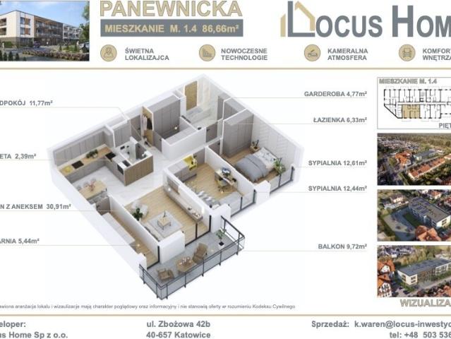 Mieszkanie, Katowice Ligota Panewniki Ligota, Panewniki, 87.00 m², sprzedam mieszkanie