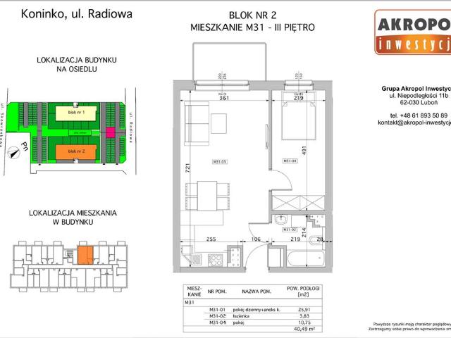 Mieszkanie, Koninko, 40.49 m2, 2 pokoje