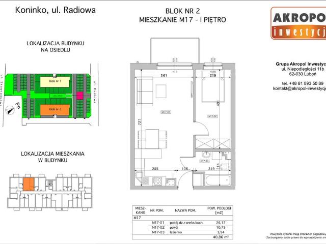 Mieszkanie, Koninko, 40.86 m2, 2 pokoje