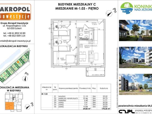 Mieszkanie, Koninko, 64.02 m2, 4 pokoje