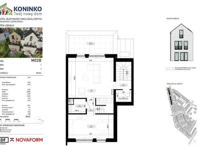 Mieszkanie, Koninko, 85.01 m2, 4 pokoje