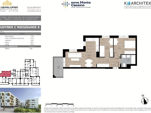 Mieszkanie, Przemyśl, 54.60 m2, 3 pokoje