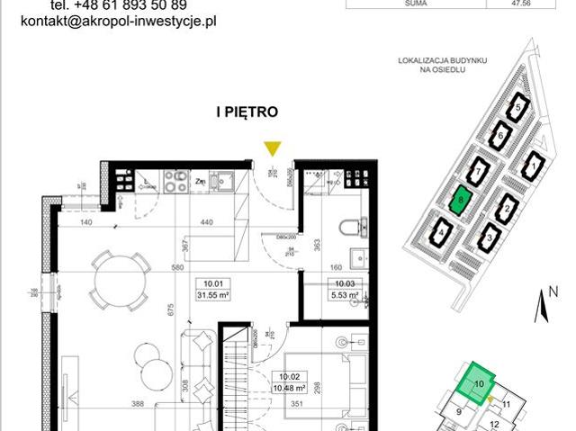 Mieszkanie, Środa Wielkopolska, 47.56 m2, 2 pokoje