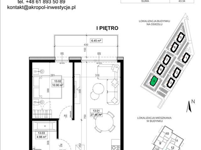 Mieszkanie, Środa Wielkopolska, 43.34 m2, 2 pokoje