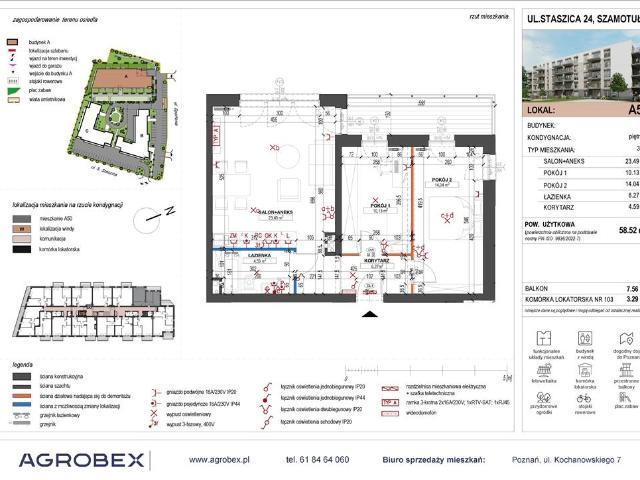 Mieszkanie, Szamotuły, 58.52 m2, 3 pokoje