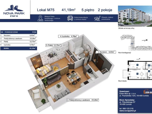 Mieszkanie sprzedam, Łomża, Akademicka, 41 m2, cena: 399 543 zł