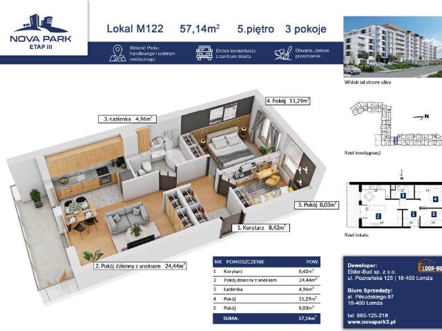 Mieszkanie sprzedam, Łomża, Akademicka, 57 m2, cena: 499 518 zł