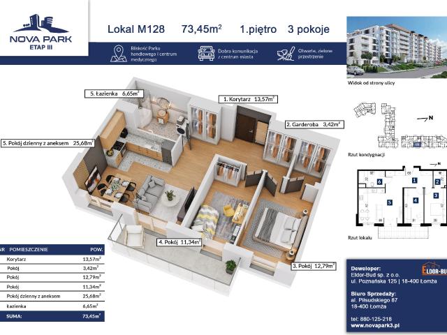 Mieszkanie sprzedam, Łomża, Akademicka, 73 m2, cena: 614 483 zł
