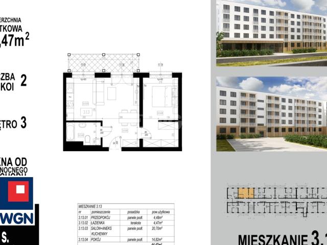 Mieszkanie sprzedam, Głogów, Wojska Polskiego, 44 m2, cena: 333 525 zł