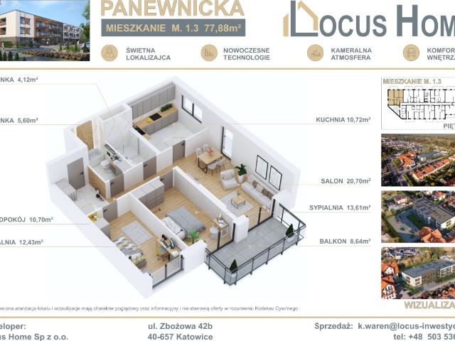 Mieszkanie sprzedam, Katowice, Ligota, Panewnicka, 78 m2, cena: 763 224 zł