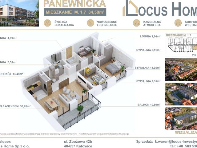 Mieszkanie sprzedam, Katowice, Ligota, Panewnicka, 85 m2, cena: 828 884 zł