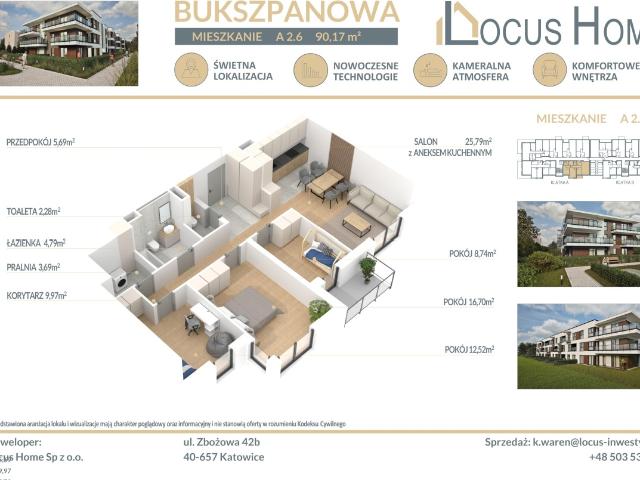 Mieszkanie sprzedam, Katowice, Piotrowice Ochojec, Bukszpanowa, 90 m2, cena: 739 394 zł
