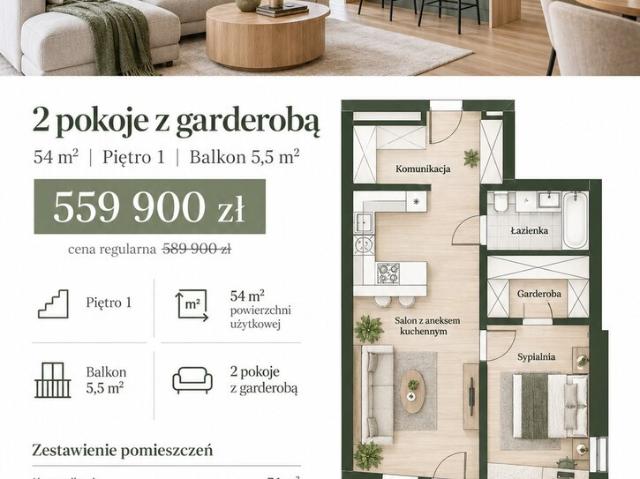 Mieszkanie sprzedam, SZCZECIN, PODJUCHY,, 54 m2, cena: 559 000 zł
