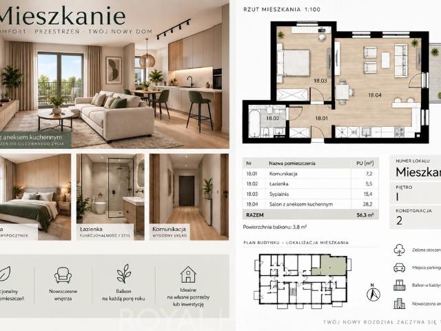 Mieszkanie sprzedam, SZCZECIN, PODJUCHY,, 56 m2, cena: 589 900 zł