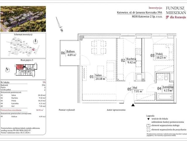 Mieszkanie w Katowicach 50,95 m² z rynku pierwotnego