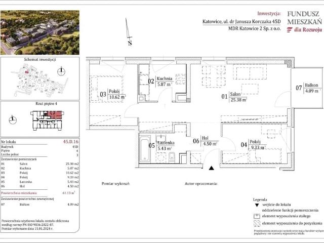 Mieszkanie w Katowicach 61,13 m² z rynku pierwotnego