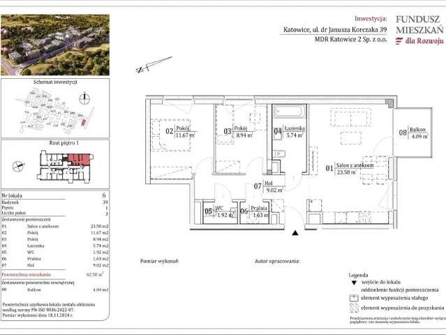 Mieszkanie w Katowicach 62,50 m² z rynku pierwotnego