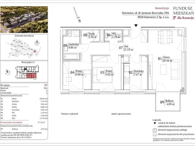 Mieszkanie w Katowicach 67,36 m² z rynku pierwotnego