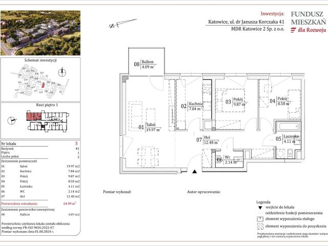 Mieszkanie w Katowicach 64,99 m² z rynku pierwotnego