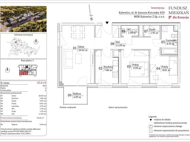 Mieszkanie w Katowicach 66,66 m² z rynku pierwotnego