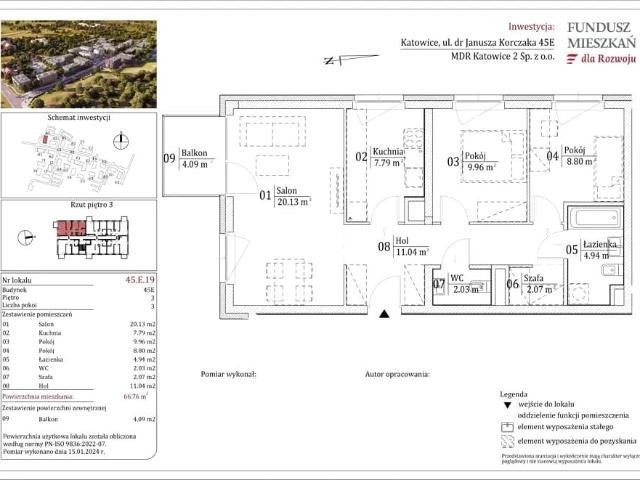 Mieszkanie w Katowicach 66,76 m² z rynku pierwotnego