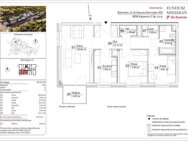 Mieszkanie w Katowicach 66,79 m² z rynku pierwotnego