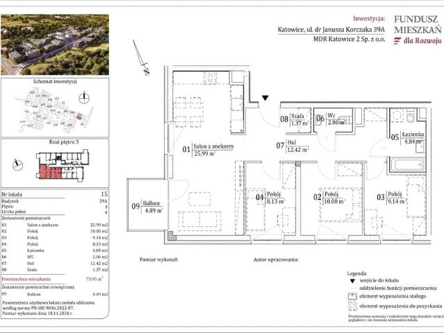 Mieszkanie w Katowicach 73,95 m² z rynku pierwotnego