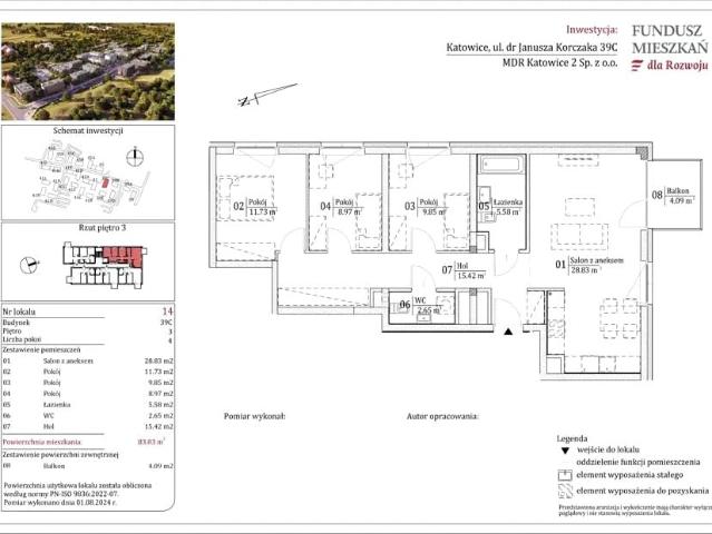 Mieszkanie w Katowicach 83,03 m² z rynku pierwotnego