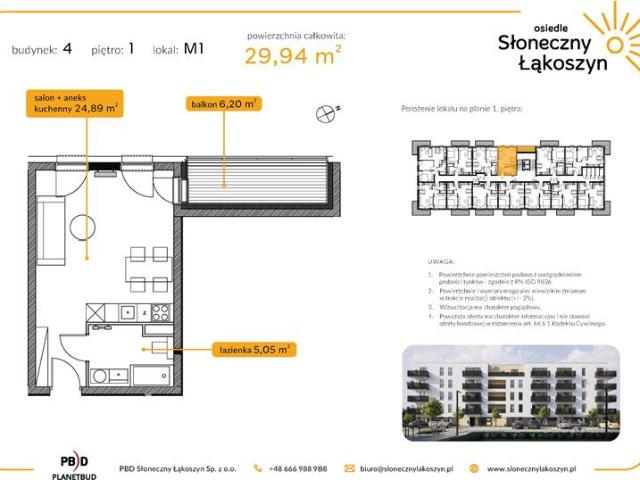 Mieszkanie, Kutno, 29.94 m2, 1 pokój