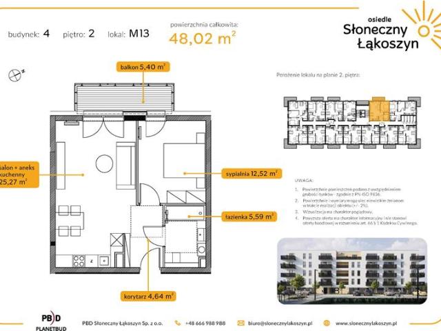 Mieszkanie, Kutno, 48.02 m2, 2 pokoje