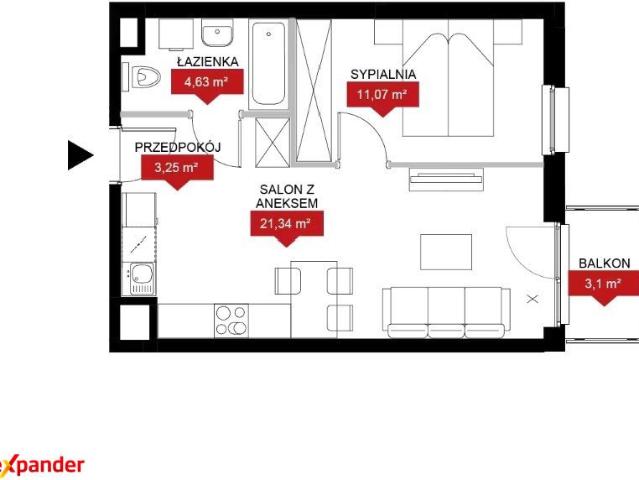 Mieszkanie 40,29 m² w Łodzi blisko udogodnień