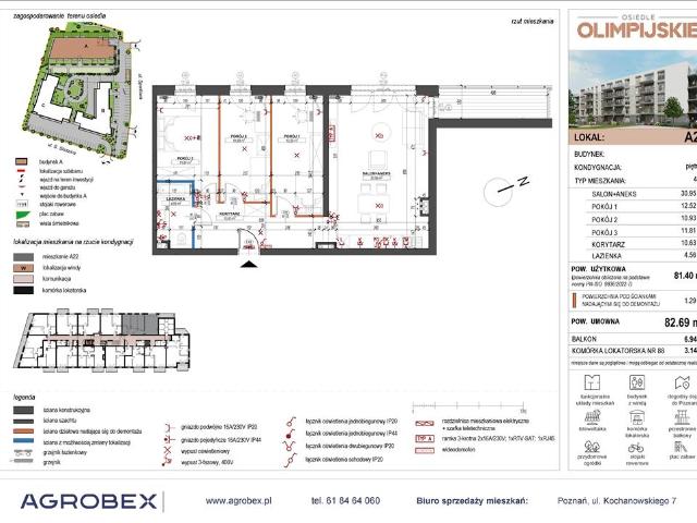 Mieszkanie, Szamotuły, 81.40 m2, 4 pokoje