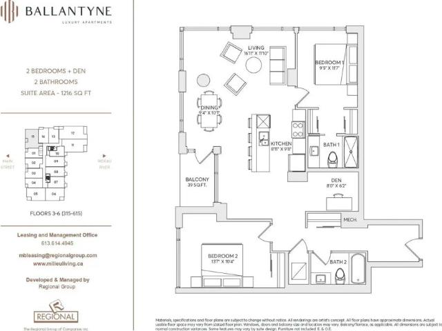 Milieu & Ballantyne Apartments — 2Bed+Den