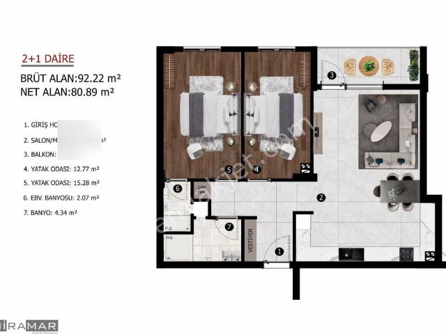Miramar'dan Yıl Sonu Teslim Satılık Lüks 2+1 Daireler