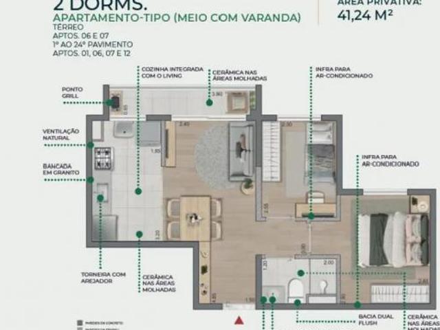 Mirante Jardim das Esmeraldas | Construtora Direcional | 41 metros | 02 dormitórios | varanda | sem