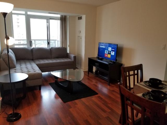 Mississauga Toronto Furnished Condo Rental at Grand Ovation Sleek 2 Bedroom 2 Bathroom Suite with Underground Parking and Monthly Cleaning
