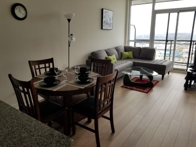 Mississauga Furnished Condo Rental at PSV 2 Condos Modern 1 Bedroom Suite with Balcony and Panoramic Views