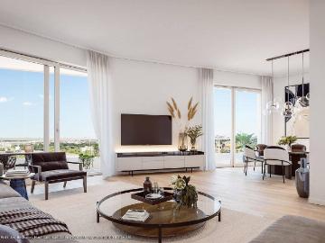 Mit Blick über München: 4 Zi Whg. mit großzügig. Wohn Essbereich, 2 Bädern u. umlaufend. Balkon