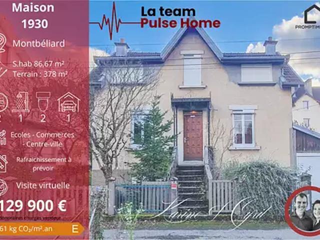 Montbéliard 25200 Achat / Vente maison 5 pièces t5 parking