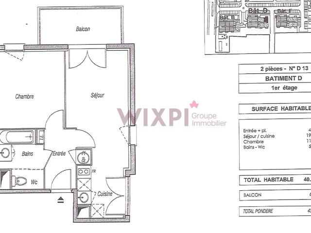 Montélimar T2 de 40m² avec balcon et parkings, Montelimar