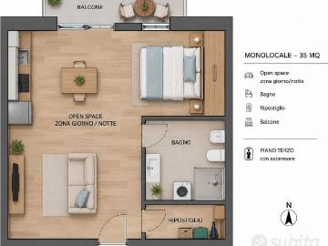 Monolocale a Biassono a 480 euro tutto incluso