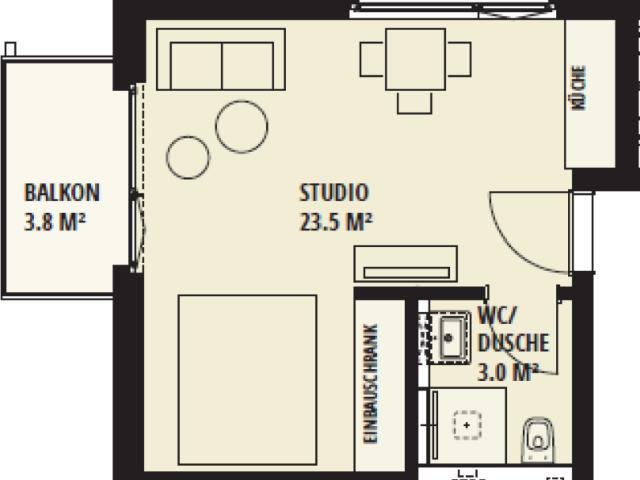 Möblierte 1.5 Zimmer Wohnung im Herzen von Oerlikon Kopie