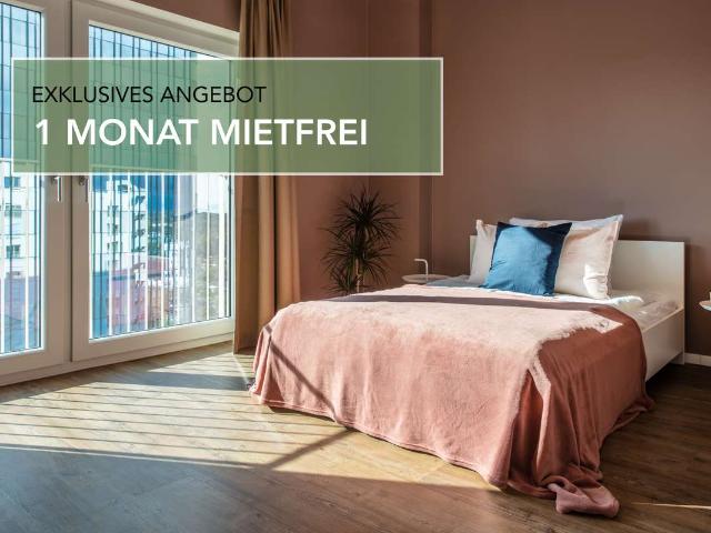 Möblierte 2 Zimmer Wohnung mit Fitness, Wifi, Lounge & Dachterrasse