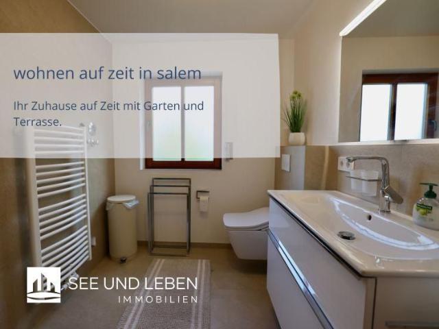 Möblierte Erdgeschosswohnung in Salem auf Zeit – 105 m², zwei Terrassen und Tiefgaragenstellplatz