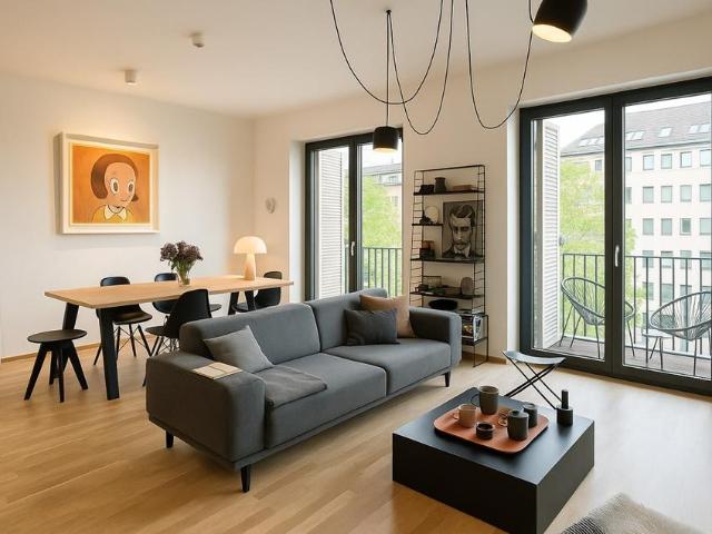 Möblierte Luxuswohnung mit Balkon, Aufzug und Design Ausstattung