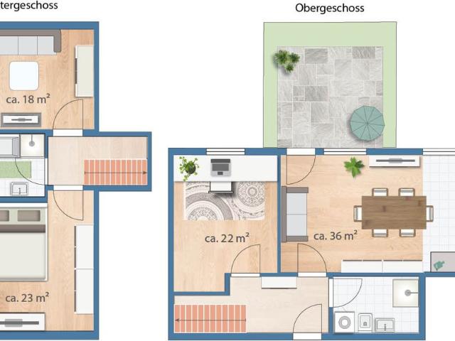 Möblierte Maisonette mit Sonnenterrasse
